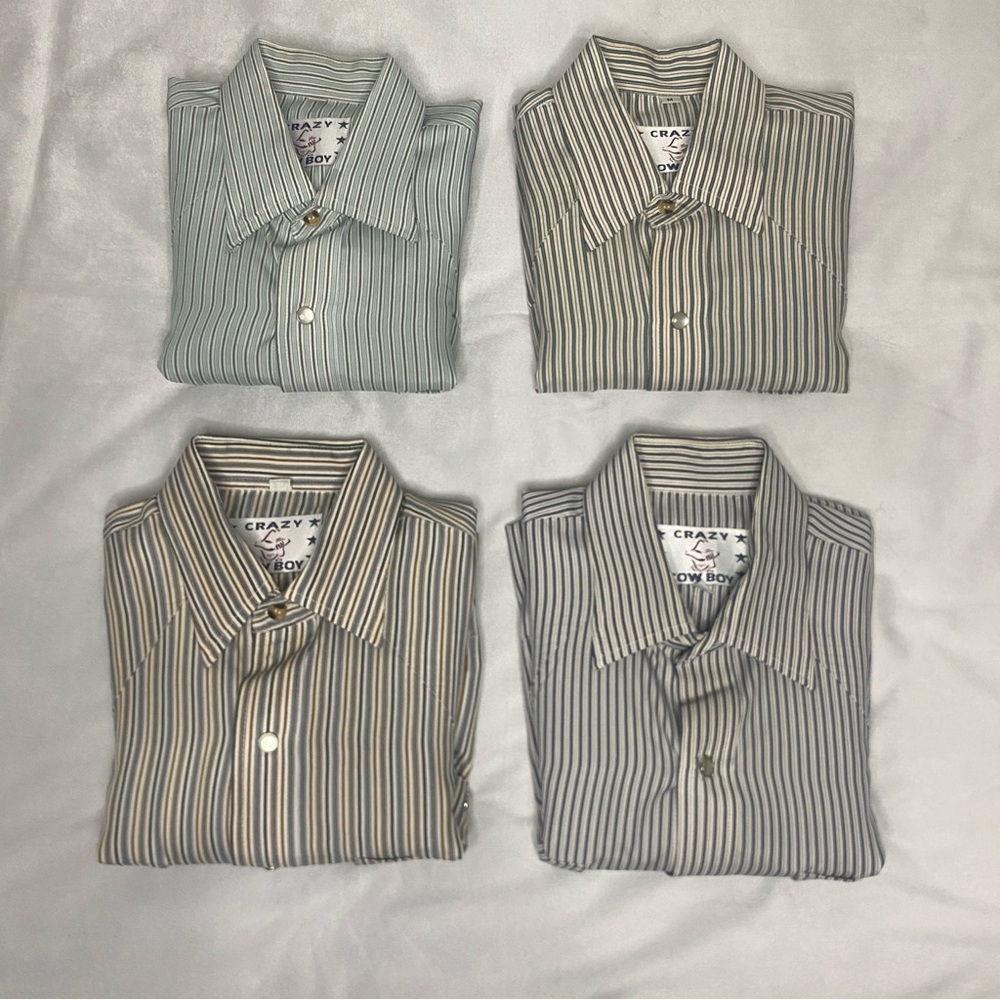 VTG Crazy Cowboy Western Pearl Snap Shirt Mens M Striped Retro Y2K Bundle Of 4
